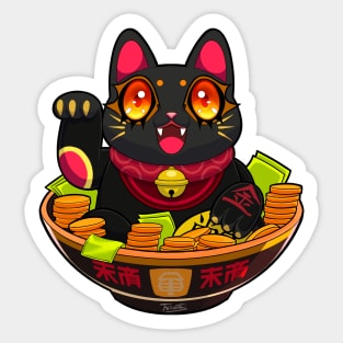 Cute Maneki Neko Ramen T-Shirt 1 Sticker